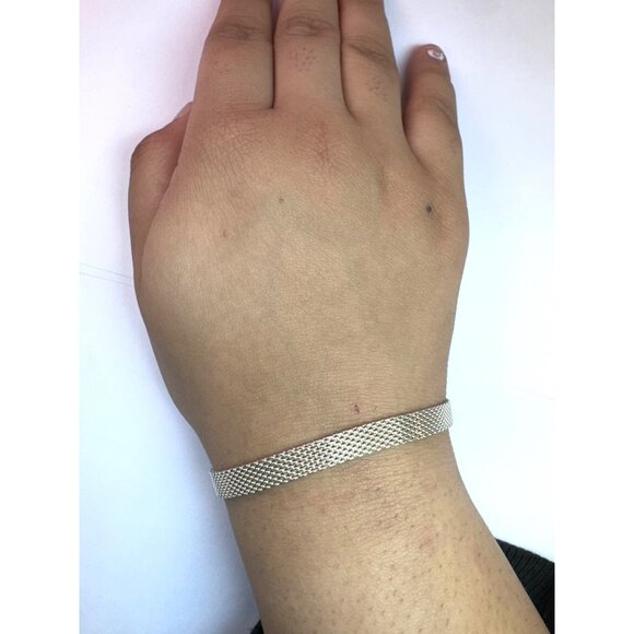 Estate Sterling Silver 925 Mesh Bracelet 6.5in Italy Marked 925 Lobster Clasp - Picture 7 of 8